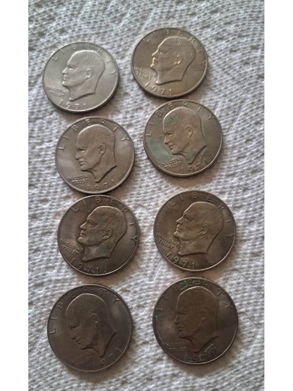 Lot of 8 US Eisenhower Liberty 1971 $1 Dollar Clad Coin Collectible Coins